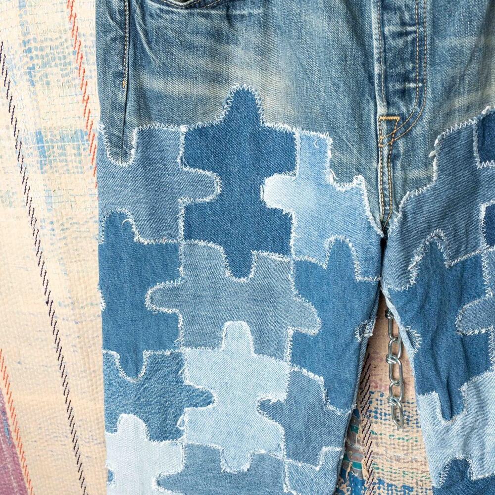 Custom levis patchwork jeans 34x34 - Picture 3 of 5